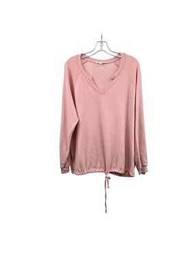Daily Thread Womens Long Sleeve Top Tie Waist Pink Size 1X